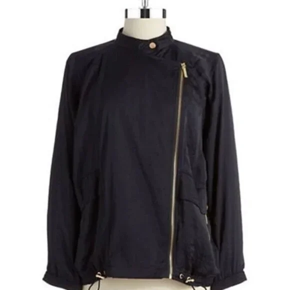 MICHAEL KORS Asymmetrical Oversized Zipper Front NAVY Jacket ( LARGE ) NWT  $160 - Picture 4 of 7
